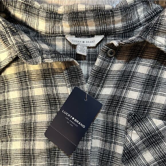 Lucky Brand Plaid Flannel Raw Hem Button Down Shirt NEW - Picture 2 of 6